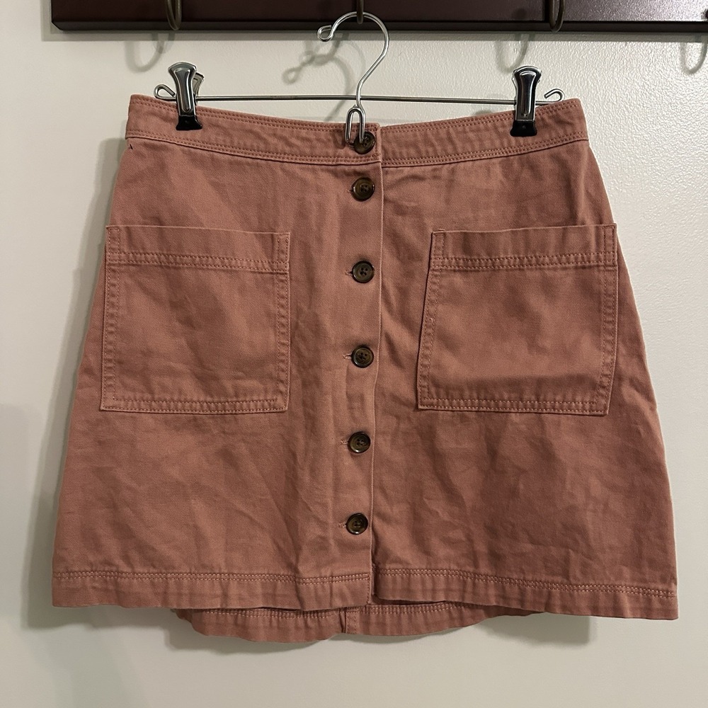 OLD NAVY 84 Rose Front Button-Down Pocket A-Line Mini Skirt Boho Y2K Cotton